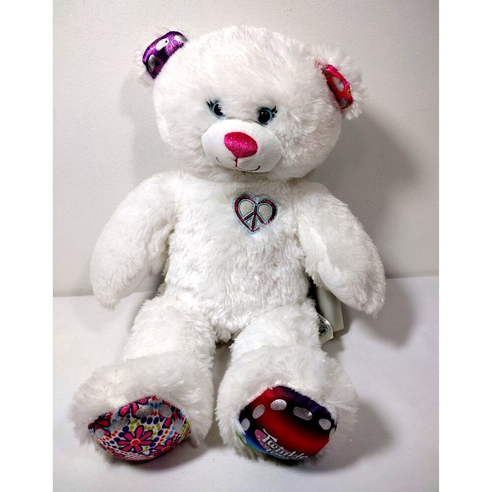 Build A Bear 17” TWINKLE TOES Light Up Ears White Plush bear